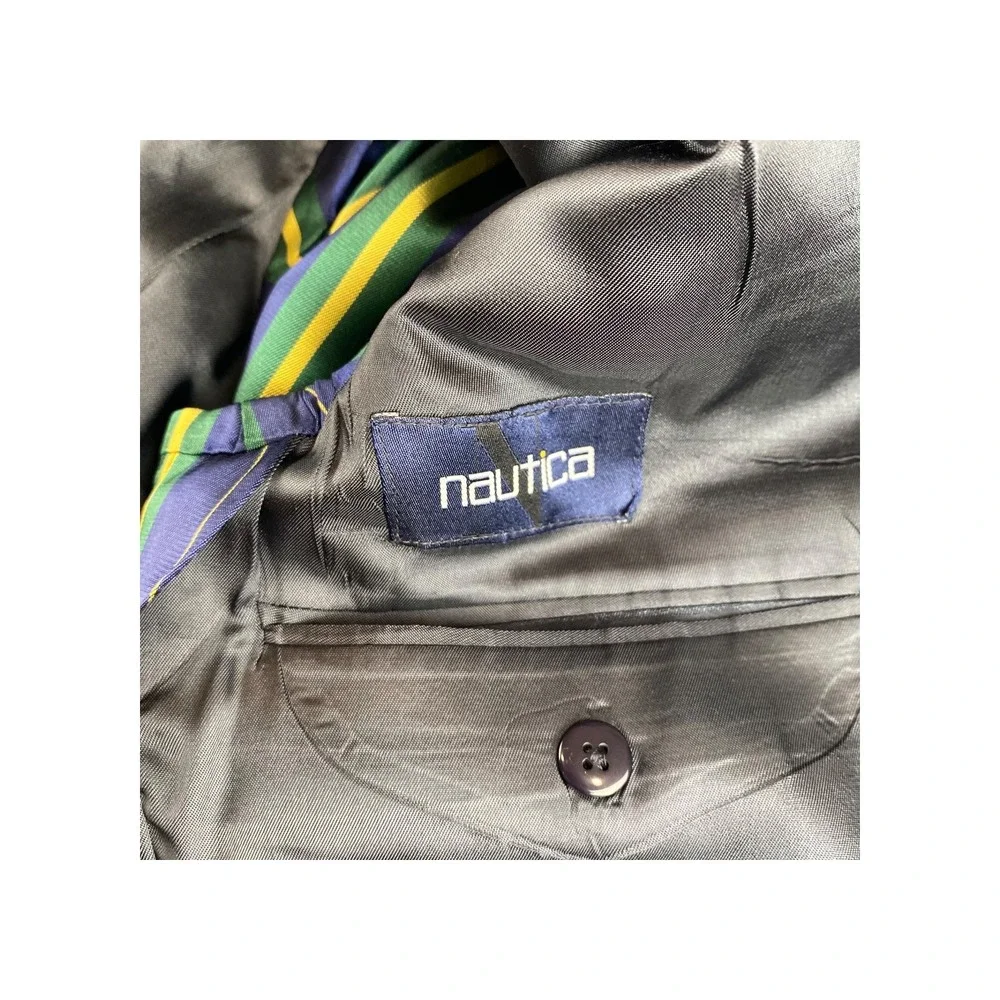Nautica Mens Wool Pinstripe Blazer Jacket Charcoal Grey N115AX 44R‎